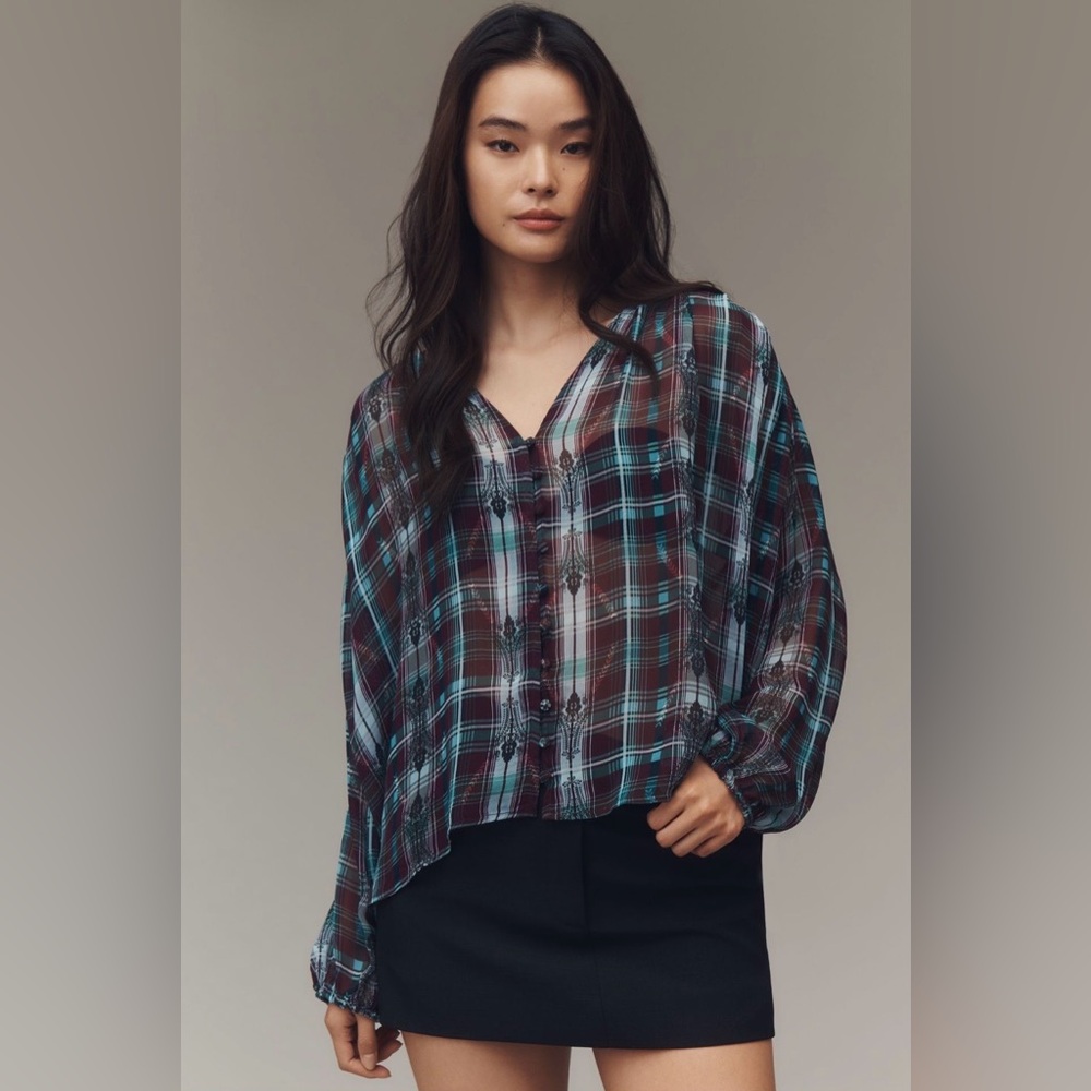 NEW Anthropologie Estrella Sheer Top Size Medium